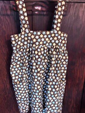 Apron Pinafore (Brown with Yellow and Blue Flowers)